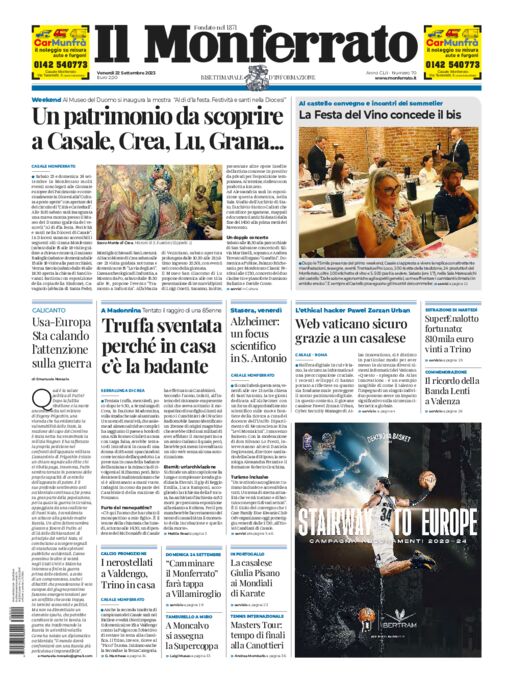 Il Monferrato - Edizione 70 del 22/09/2023